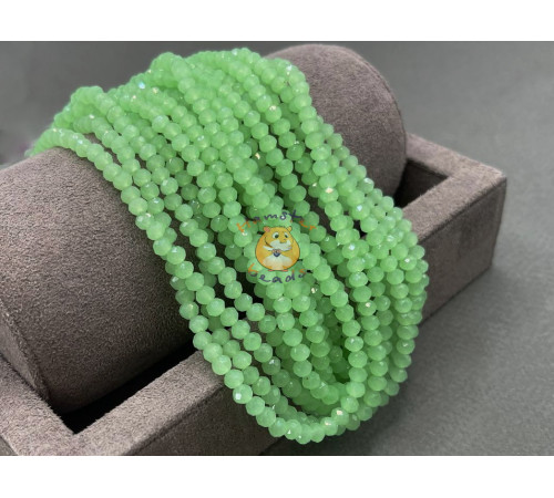 Рондели стеклянные Light Green Opal RSD/22 3×4 мм/ 1 нить