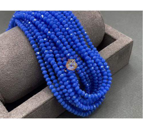Рондели стеклянные Opaque Blue RSD/19 3×4 мм/ 1 нить