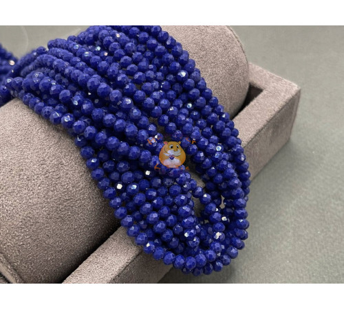 Рондели стеклянные Opaque Dark Blue RSD/17 3×4 мм/ 1 нить