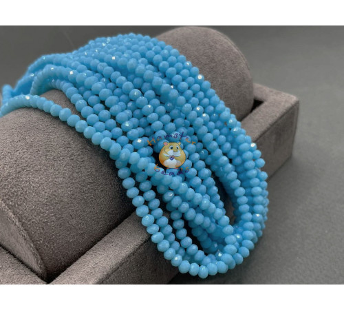 Рондели стеклянные Opaque Turquoise Blue RSD/18 3×4 мм/ 1 нить