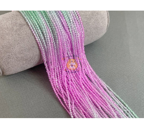 Шпинель синтетическая Pink Sapphire-Light Green mix #MC16 2 мм / 1 нить