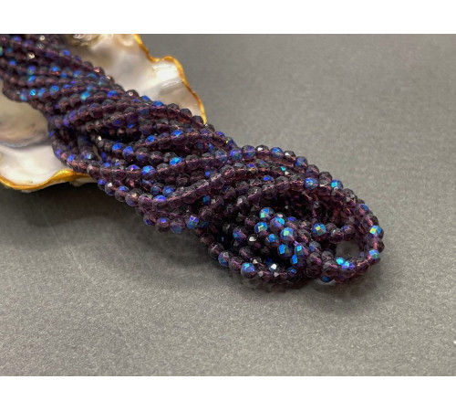 Шпинель синтетическая Amethyst AB 3 мм/ 1 нить