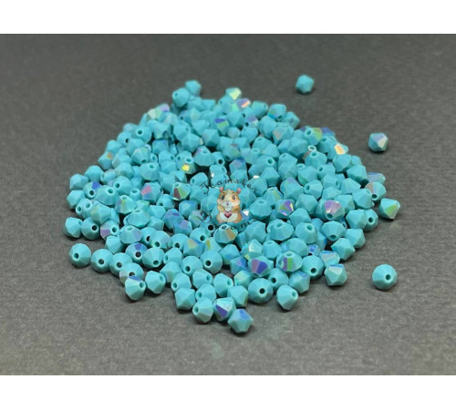 Биконусы Preciosa Turquoise AB 4 mm