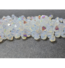 Биконусы Preciosa White Opal Glitter 4 mm