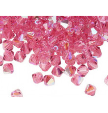 Биконусы Preciosa Rose Glitter 4 mm