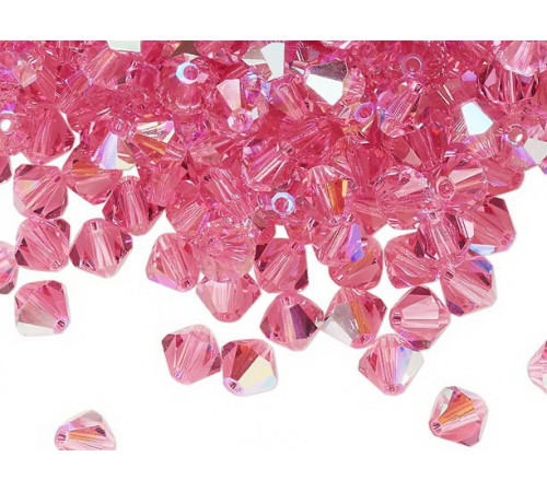 Биконусы Preciosa Rose Glitter 4 mm