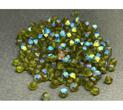 Биконусы Preciosa Olivine AB Matt 3 mm