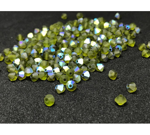 Биконусы Preciosa Olivine AB Matt 3 mm