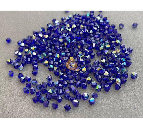 Биконусы Preciosa Cobalt Blue AB 4 mm