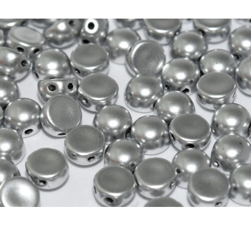 Бусины Кабошон Aluminium Silver 2-hole beads 6 мм / 10 шт