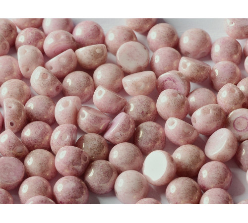 Бусины Кабошон Chalk White Lila Luster 2-hole beads 6 мм / 10 шт