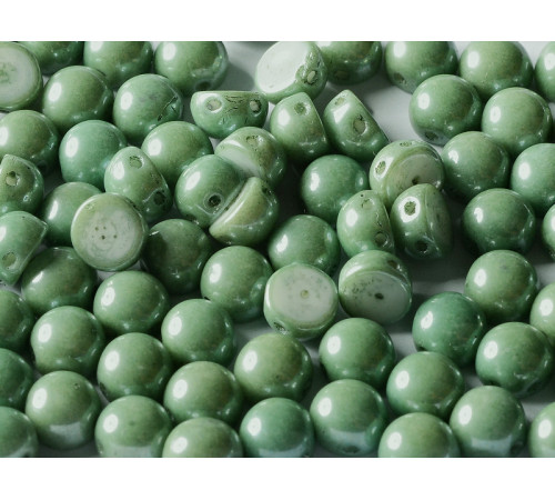 Бусины Кабошон Chalk White Teal Luster 2-hole beads 6 мм / 10 шт