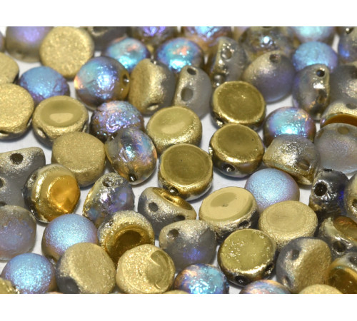 Бусины Кабошон Crystal Etched Golden Rainbow 2-hole beads 6 мм / 10 шт