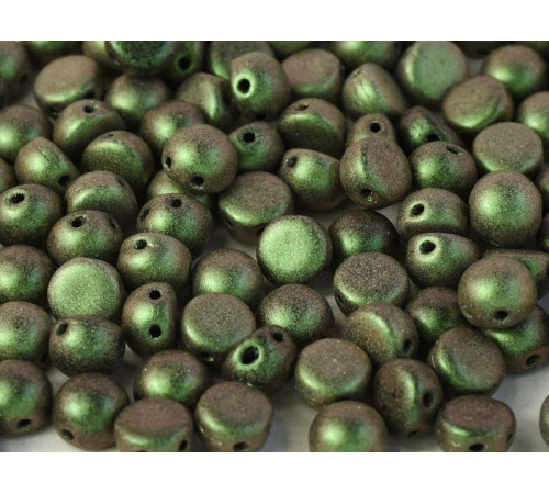 Бусины Кабошон Jet Polychrome Chameleon Green 2-hole beads 6 мм / 10 шт