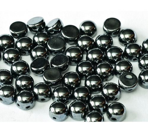 Бусины Кабошон Jet Hematite 2-hole beads 6 мм / 10 шт
