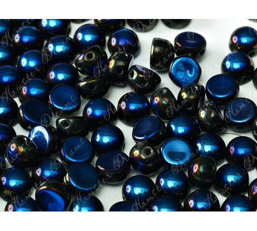 Бусины Кабошон Jet Full Azuro 2-hole beads 6 мм / 10 шт