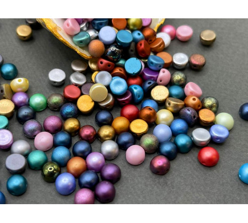 Чешские стеклянные  бусины Кабошон Pastel Glass Cabochon beads  2-hole 6 mm 