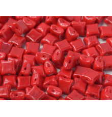 Чешские стеклянные бусины Wibeduo® Opaque Red Glass beads  2-hole 8x8 mm 