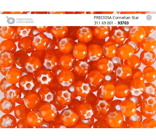 Бусины Cornelian Star Orange White 7/0 / 5 г