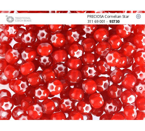 Бусины Cornelian Star Red White 5/0 / 5 г