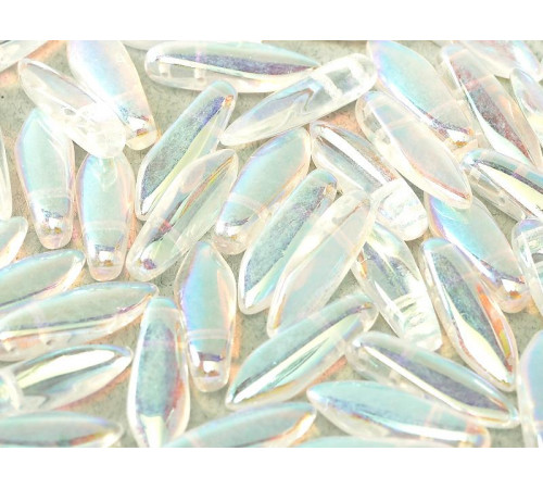 Бусины Кинжалы Crystal AB 2-hole Glass Daggers beads 5x16 мм/ 10 шт