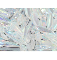 Бусины Кинжалы Crystal Full AB 2-hole Glass Daggers beads 5x16 мм/ 10 шт
