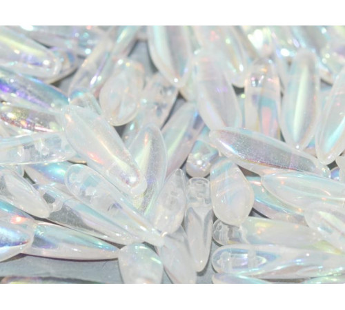 Бусины Кинжалы Crystal Full AB 2-hole Glass Daggers beads 5x16 мм/ 10 шт