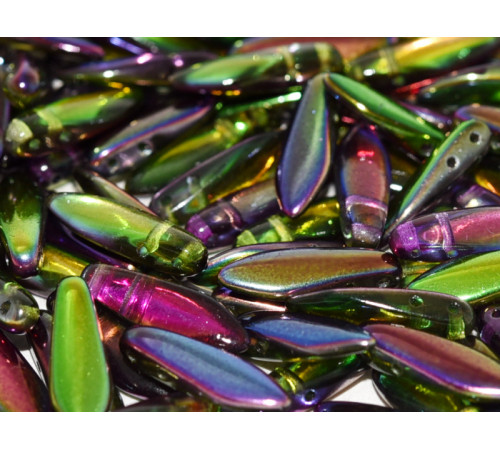 Бусины Кинжалы Crystal Magic Orchid Glass Daggers beads 2-hole 5x16 мм/ 10 шт