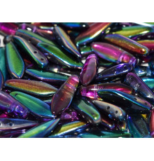 Бусины Кинжалы Crystal Magic Blue Glass Daggers beads 2-hole 5x16 мм/ 10 шт