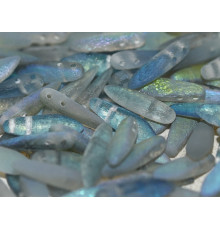 Бусины Кинжалы Crystal Etched Blue Rainbow Glass Daggers beads 2-hole 5x16 мм/ 10 шт