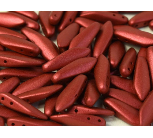 Бусины Кинжалы Red Lava 2-hole Glass Daggers beads 5x16 мм/ 10 шт