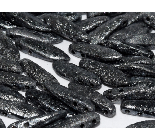Бусины Кинжалы Jet Etched Hematite 2-hole Glass Daggers beads 5x16 мм/ 10 шт