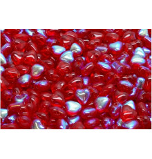 Чешские стеклянные бусины Сердце Ruby AB Heart Beads 6x6mm