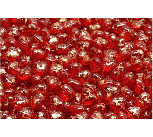 Чешские стеклянные бусины Сердце Gold Splash Ruby Heart Beads 6x6mm