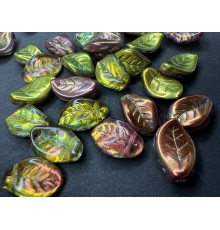 Бусины Листок Crystal Magic Apple Leaves beads Glass 9x14 mm  / 1 шт