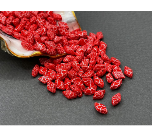 Чешские бусины MATUBO Gemduo Ionic Red/White Glass beads 2-hole 8x5 mm 
