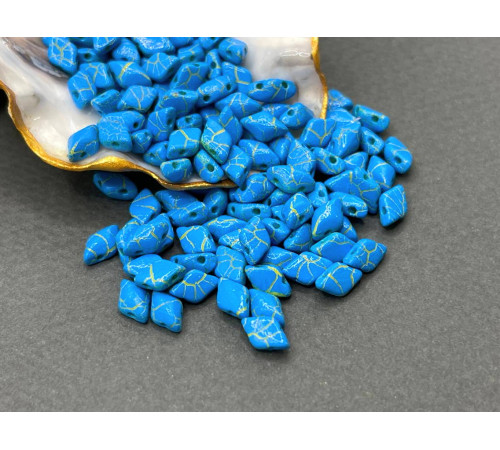 Чешские бусины MATUBO Gemduo Ionic Blue/Yellow Glass beads 2-hole 8x5 mm 