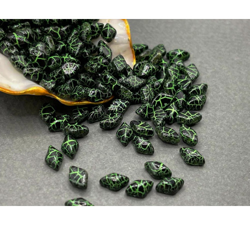 Чешские бусины MATUBO Gemduo Ionic Jet/Green Glass beads 2-hole 8x5 mm 