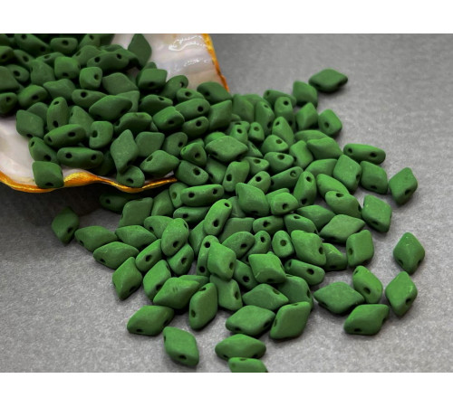 Чешские бусины MATUBO Gemduo Green Matte Velvet Glass beads 2-hole 8x5 mm 
