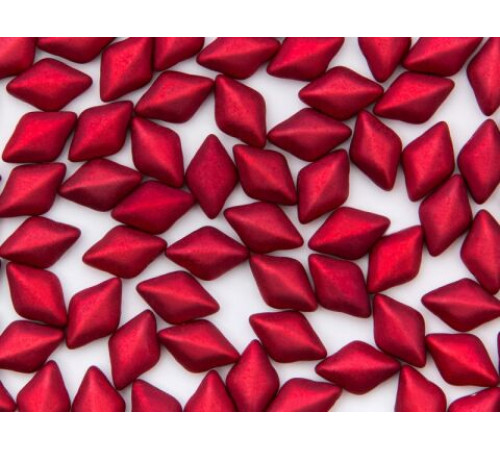 Чешские бусины MATUBO Gemduo Metalust Lipstick Red Matt 2-hole 8x5 mm/ 20 шт