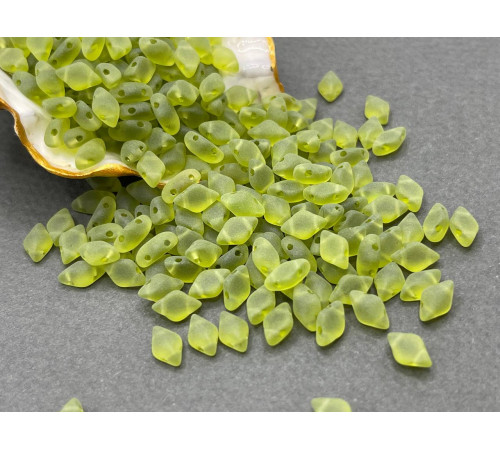 Чешские бусины MATUBO Gemduo Olivine Matt Glass beads 2-hole 8x5 mm 