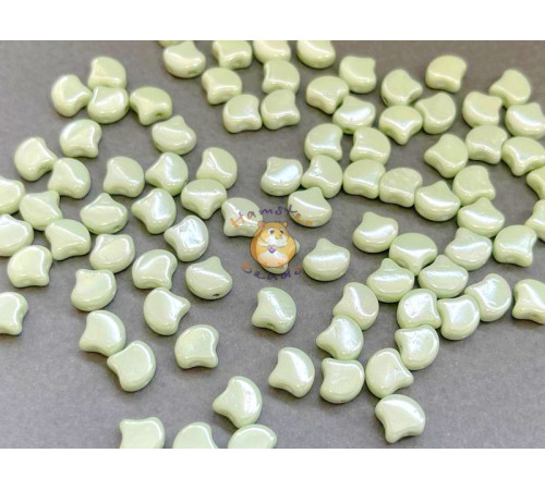 Чешские бусины MATUBO Ginko Chalk White Mint Luster 7,5x7,5 мм/ 10 шт 