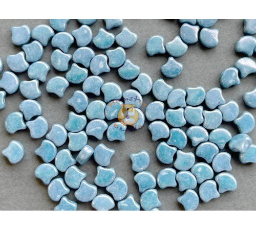 Чешские бусины MATUBO Ginko Chalk White Baby Blue Luster 7,5x7,5 мм/ 10 шт 