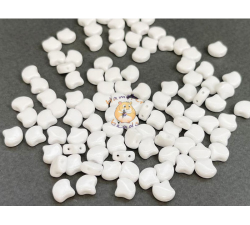 Чешские бусины MATUBO Ginko Chalk White 7,5x7,5 мм/ 10 шт 