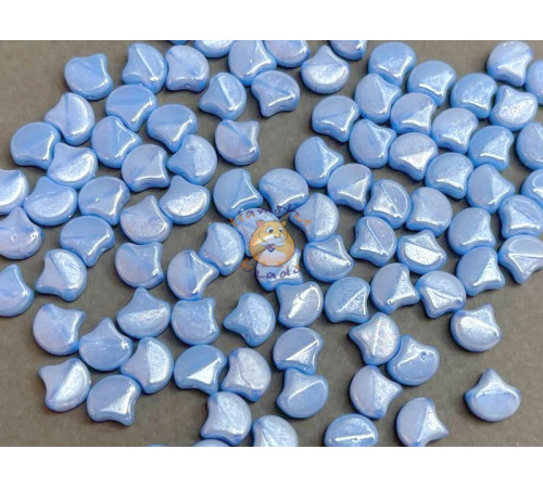 Чешские бусины MATUBO Ginko Blue Opal Luster 7,5x7,5 мм/ 10 шт 