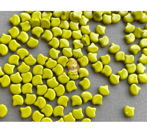 Чешские бусины MATUBO Ginko Opaque Olivine 7,5x7,5 мм/ 10 шт 