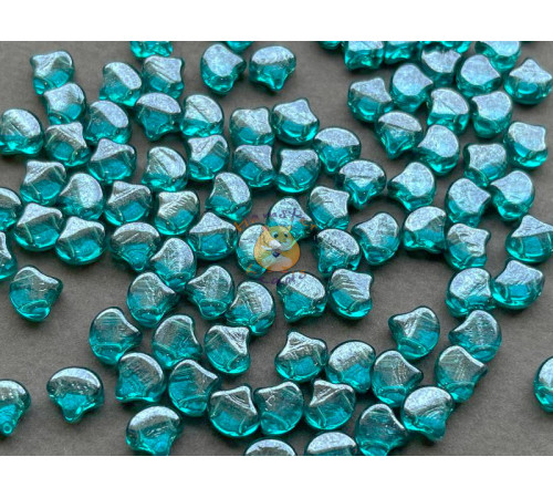 Чешские бусины MATUBO Ginko Aquamarine Luster 7,5x7,5 мм/ 10 шт 