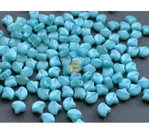 Чешские бусины MATUBO Ginko Silk Blue Opal 7,5x7,5 мм/ 10 шт 