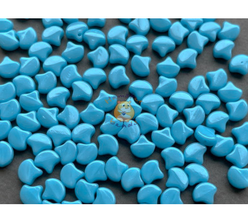 Чешские бусины MATUBO Ginko Opaque Turquoise Blue 7,5x7,5 мм/ 10 шт 