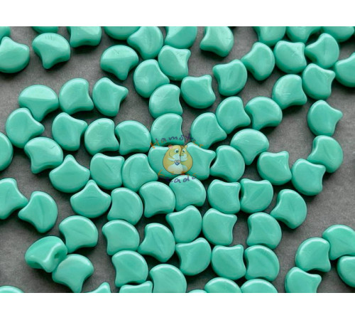 Чешские бусины MATUBO Ginko Opaque Turquoise Green 7,5x7,5 мм/ 10 шт